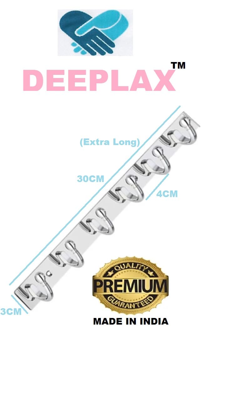 Deeplax Exclusive Super Heavy Duty 6 Pin Bathroom Cloth Hooks, Door Hanger, Wall Hooks Rail for Hanging Clothes and Keys, Bathroom Accessories (Fully Chrome Finish), (Pack of 2) - Image 3