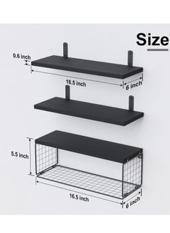 Bathroom Shelves Over Toilet with Storage Basket, Floating Bathroom Wall Shelves for Home Organization & Wall Decor, Bathroom/Kitchen/Living Room Shelves,Natural Wood ( Black) - pzsku/Z8A8B22FBE9A3687D6B77Z/45/_/1737513058/ea2c6b32-6b17-4f6e-a0e3-354bb5f1c640