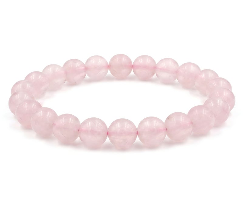Ringfinity Pink Quartz Bracelet for Women 8mm – Natural Rose Quartz Stone Beaded Stretch Bracelet – Elegant Daily Wear Jewelry - Image 1