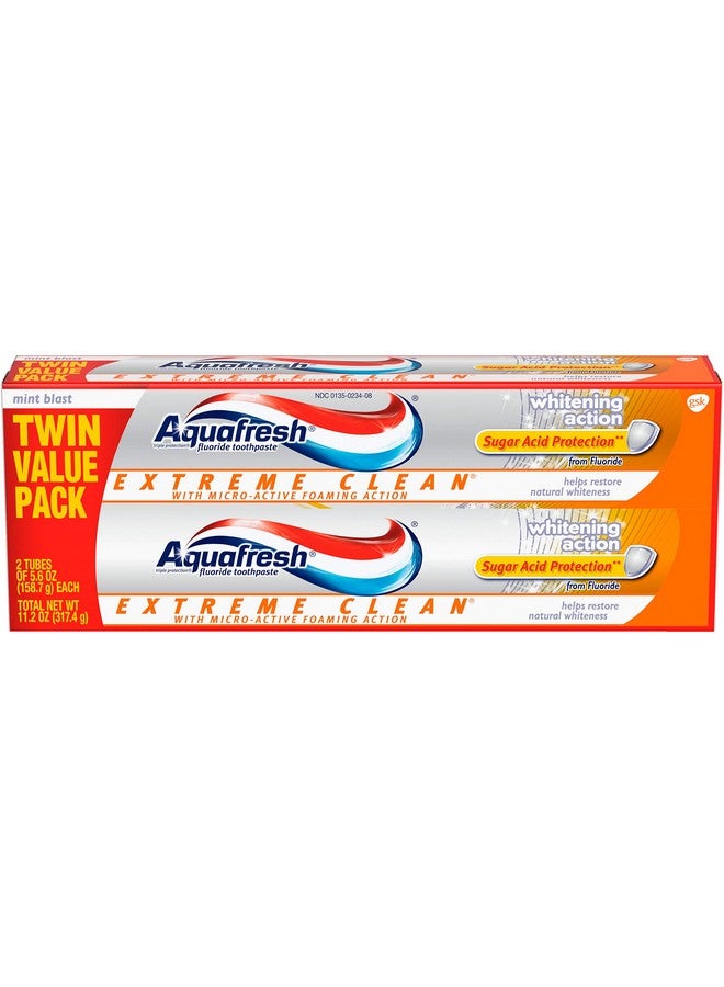 Aquafresh Extreme Clean Whitening Action Fluoride Toothpaste for Cavity Protection, 5.6 ounce Twinpack (Two 5.6oz tubes) - Image 1