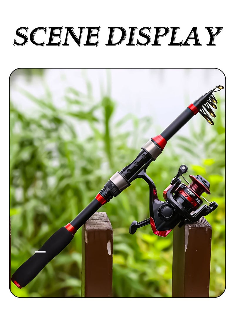 LEOKOR Fishing Pole and Tackle Box, Portable Telescopic Fiberglass Fishing Rod - Fishing Gear Set - With Reel Combo Set, Fishing Line, Fishing Lures Kit, Storage Bag - 1.8 Meter - Image 4