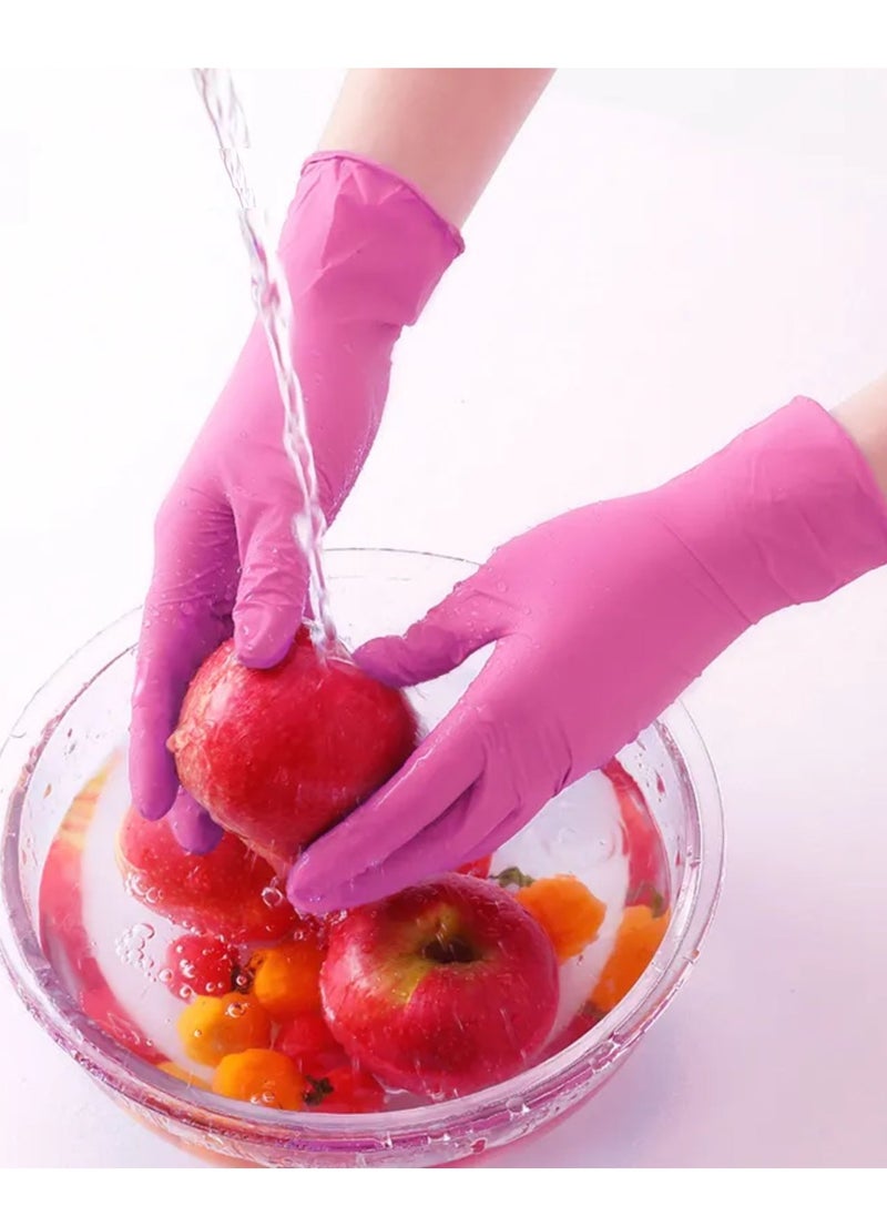 Zalcoon Pink Synthetic Nitrile Vinyl Blended Gloves, 4 Mil, Powder-Free, Smooth, Non-Sterile, Pack of 100 Pieces  - Image 2