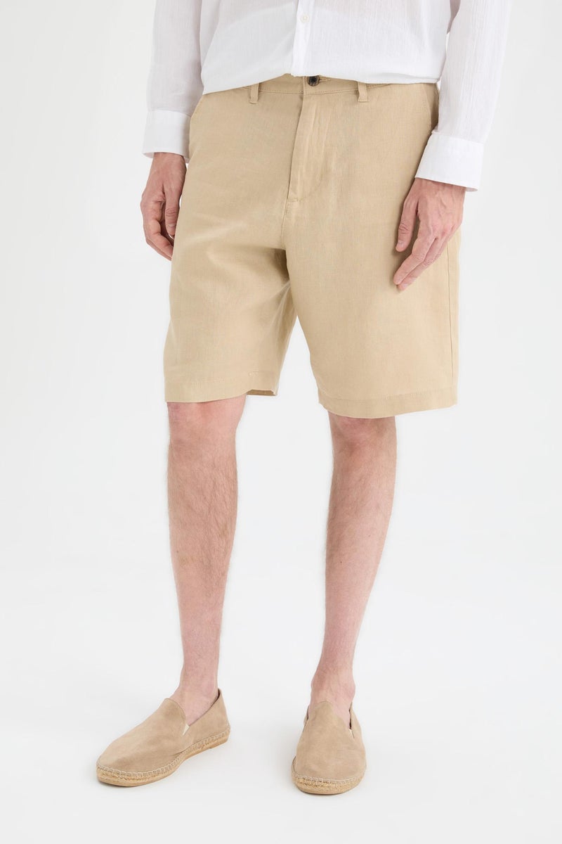 DeFacto Man Regular Fit Summer Linen Bermuda Shorts  - Image 1