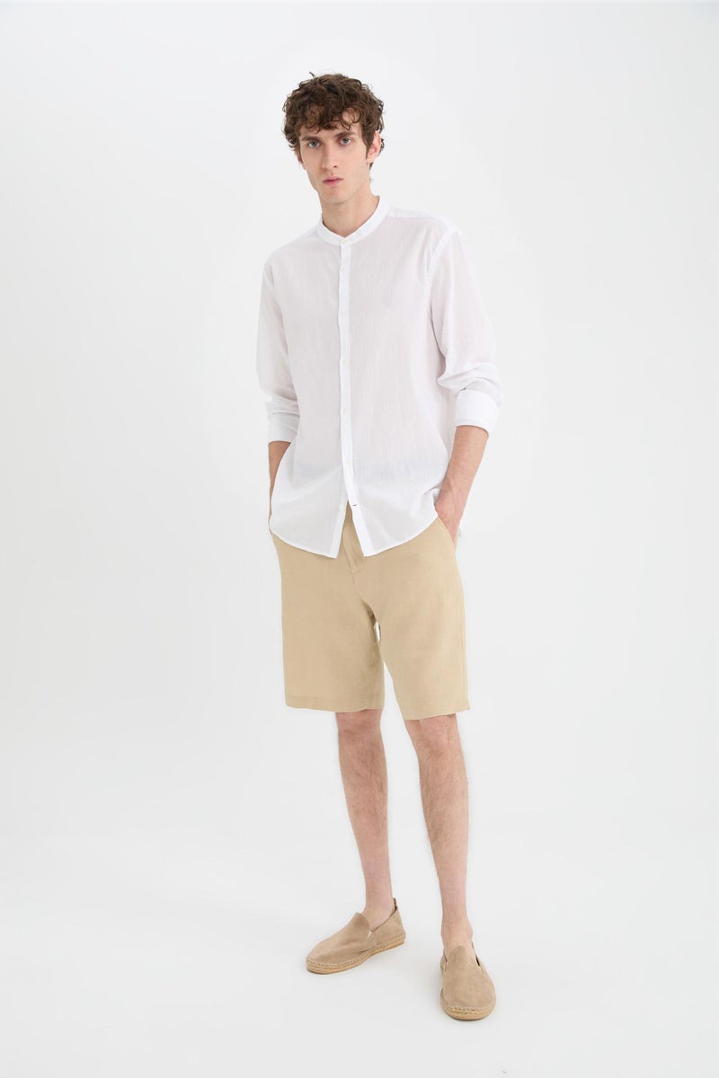 DeFacto Man Regular Fit Summer Linen Bermuda Shorts  - Image 3
