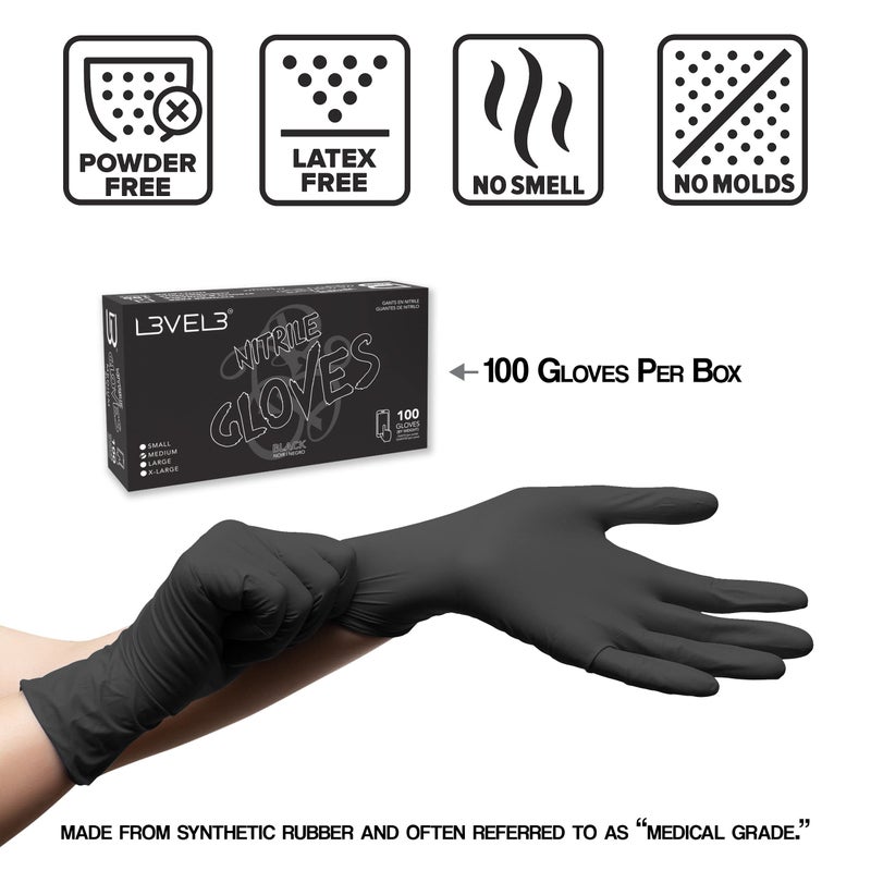 L3 Level 3 Nitrile Gloves - Professional Heavy Duty Disposable Gloves - Latex Free - Fits Snug - Box Of 100 - Image 4