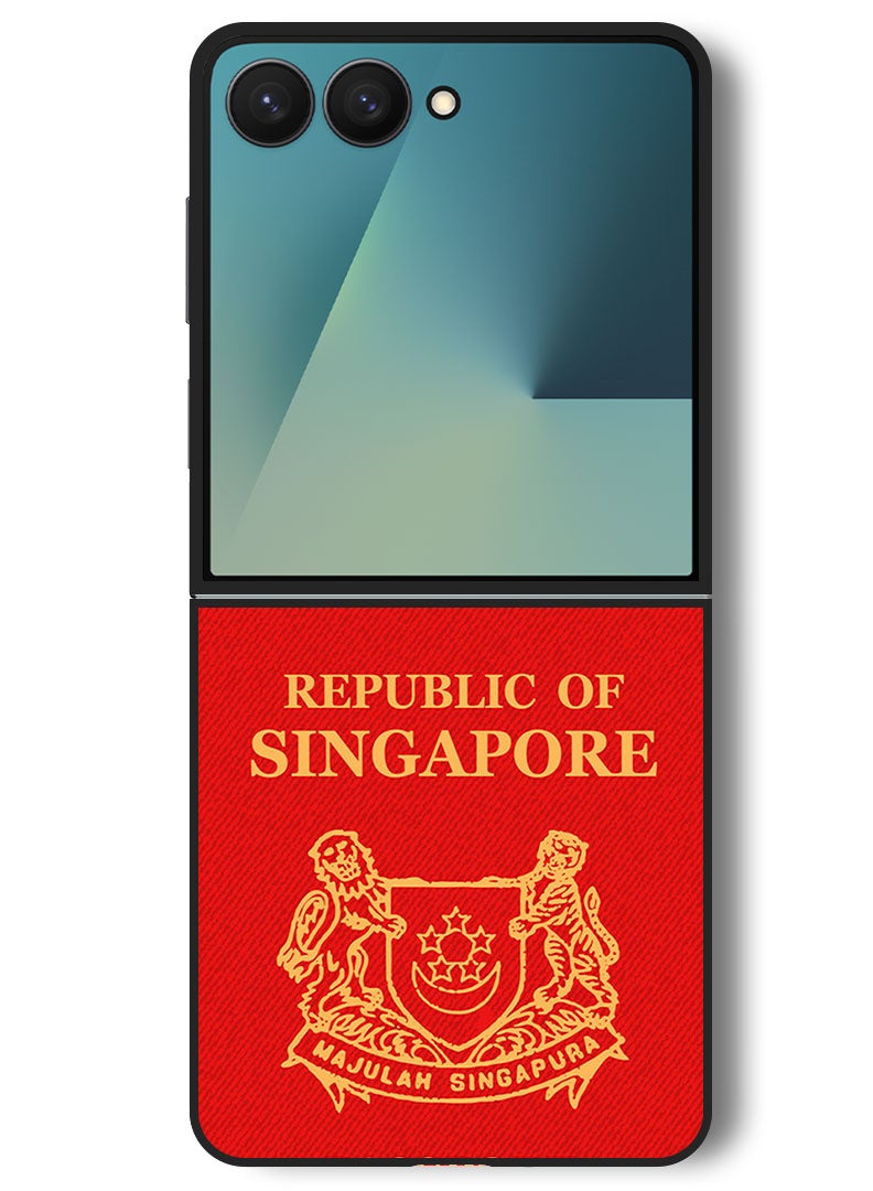 Theodor Case Compatible with Samsung Galaxy Z Flip 7 - 6.9 Inch Protection Shockproof Bumper Cover Singapore Passport - Image 1