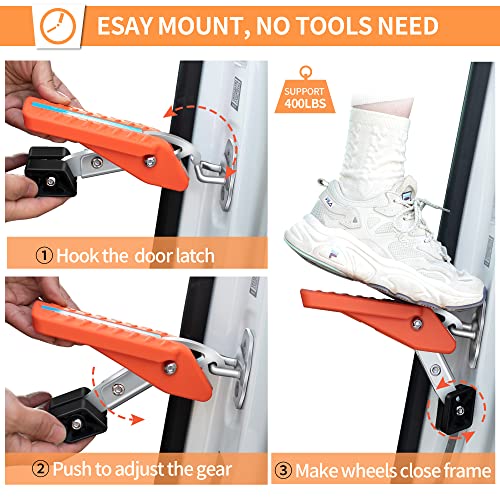 TOOENJOY 5 Angles Universal Car Door Step Door Latch Hook, Foldable Stand Pedal Step Up Easy Access Car Roof, Steel & Rubber Hold up to 400LBS - Image 5