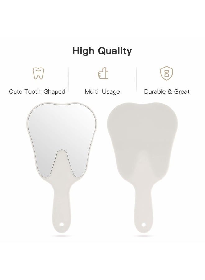 Annhua Handheld Mirrors with Handle Small Face Mirror, Tooth Shaped Hand Mirror Makeup, Used for Dentist Office, Clinic, Bathroom, Barber and Salon - White - Image 3