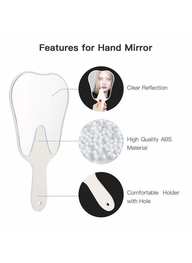Annhua Handheld Mirrors with Handle Small Face Mirror, Tooth Shaped Hand Mirror Makeup, Used for Dentist Office, Clinic, Bathroom, Barber and Salon - White - Image 4