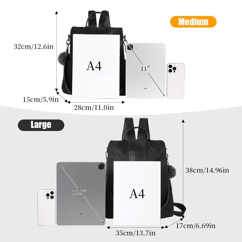 PINCNEL Women Backpack Purse Waterproof Nylon Anti-theft Rucksack Lightweight Shoulder Bag - Image 2