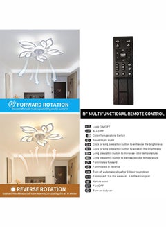 JOGAMS 64cm Modern Ceiling Fan with Lights and Remote Control Petal Shaped Design 3 Light Colors 6 Speeds Flush Mount Low Profile Ceiling Fan for Bedroom Kitchen  - Image 3