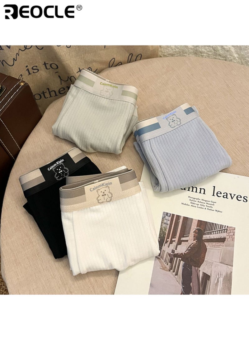 REOCLE Men's Ribbed Boxer Briefs Elastic Waistband Underwear Soft Comfort Trunks for Daily Wear - Image 4