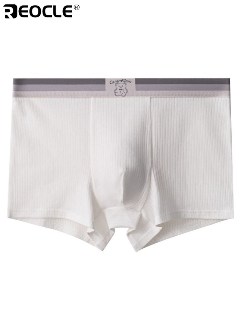 REOCLE Men's Ribbed Boxer Briefs Elastic Waistband Underwear Soft Comfort Trunks for Daily Wear - Image 1