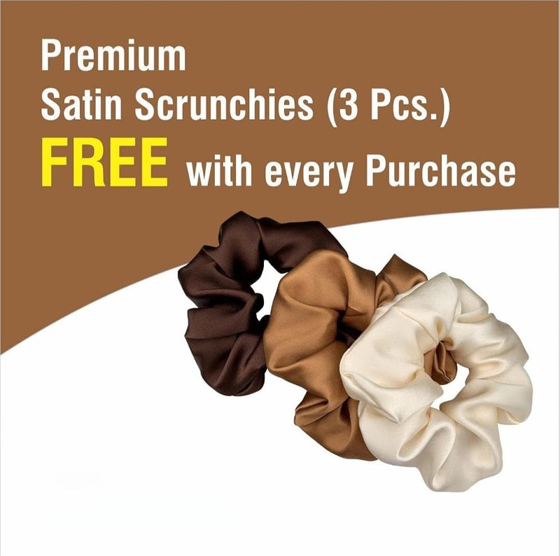 RORIAN Solid Satin Silk Pillow Covers Pack of 2 for Hair and Skin-with Satin Scrunchies |Satin Pillow Cover for Hair B and Skin|scrunchies for Women 3-Piece|Silk Pillow case (L) - Image 3