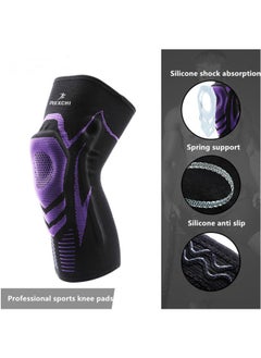 NIBEMINENT Silicone Shock Absorption Sports Knee Pads, Wide Range of Sports Knee Brace for Fitness Running Basketball, Breathable Knee Support Enhance Knee Stability, Knee Strap Relieve Knee Stress  - Image 2