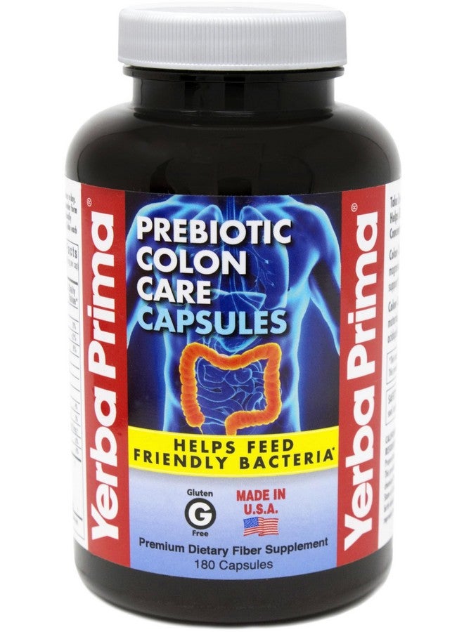 Yerba Prima كبسولات ييربا بريما للألياف للعناية بالقولون، 180 كبسولة - خمسة أشكال من الألياف بالإضافة إلى بروبيوتيك FOS - مكمل غذائي صحي - ألياف قابلة وغير قابلة للذوبان لصحة منتظمة - Image 1