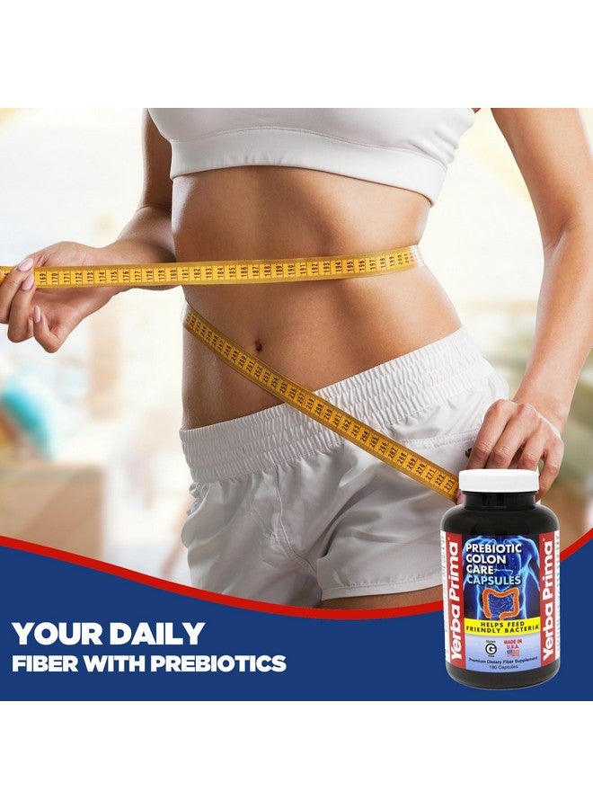 Yerba Prima كبسولات ييربا بريما للألياف للعناية بالقولون، 180 كبسولة - خمسة أشكال من الألياف بالإضافة إلى بروبيوتيك FOS - مكمل غذائي صحي - ألياف قابلة وغير قابلة للذوبان لصحة منتظمة - Image 2