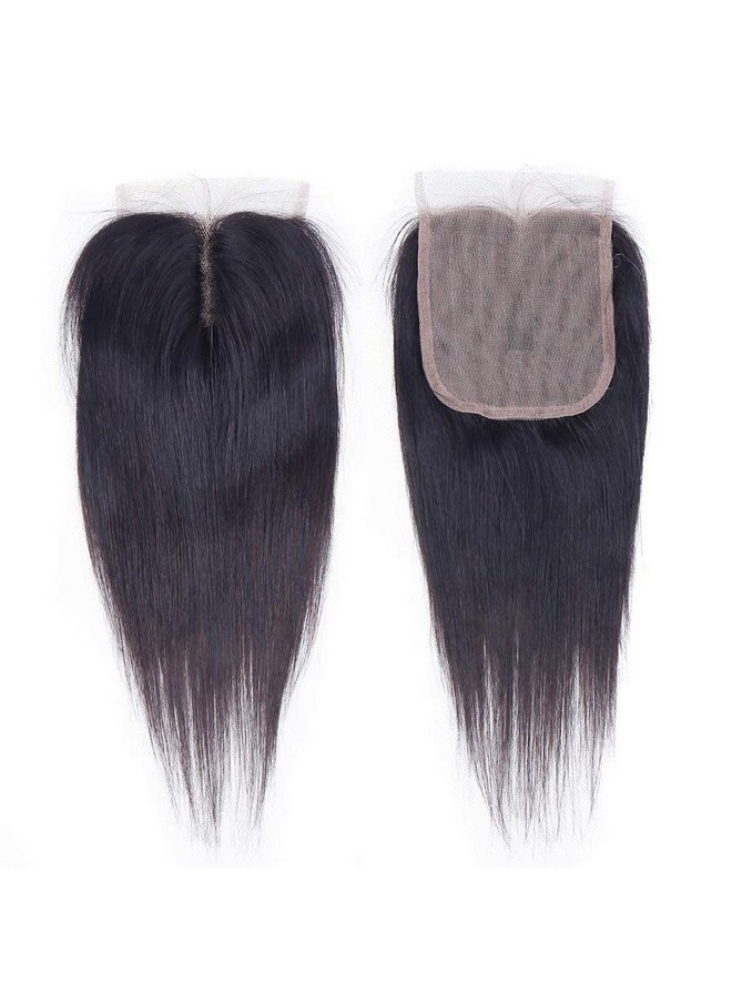 FQ Brazilian Straight Human Hair Bundles With Closure(10 10 10+10) Straight 3 Bundles With Closure 50G/Bundle 10A Unprocessed Straight Virgin Short Bob Hair Bundles With 4X4X1 Handtied Lace Closure  - Image 5