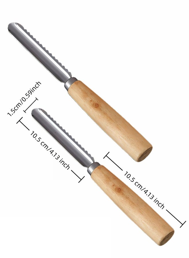 2 Pack Stainless Steel Fruit & Veggie Corer For Zucchini, Apples, Eggplant Hollow Out For Stuffing With Wood Handle, Kitchen Coring Tool - Image 2
