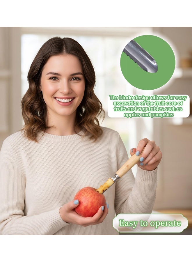 2 Pack Stainless Steel Fruit & Veggie Corer For Zucchini, Apples, Eggplant Hollow Out For Stuffing With Wood Handle, Kitchen Coring Tool - Image 4