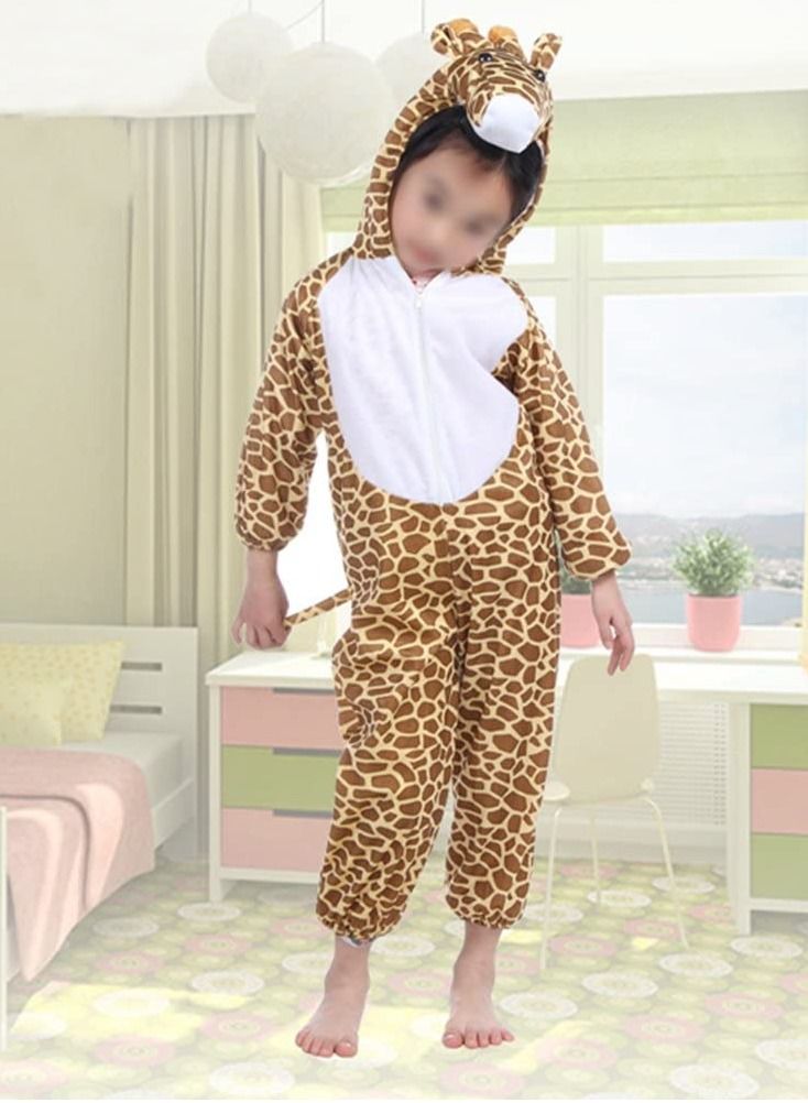 برين جيجلز قهقهات الدماغ بدلة قطيفة بتصميم حيوانات الزرافة جمبسوت حفلة كرنفال الهالوين للأطفال الأولاد والبنات مقاس كبير - Image 1