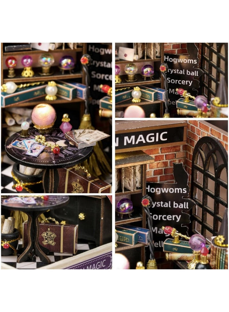 MIXDE DIY Miniature Dollhouse Kit Wooden Dolls House with LED Dust Cover Creative Room Mini House Building Kit Great Handmade Craft for Birthday Gift (Moon Magic) - Image 3
