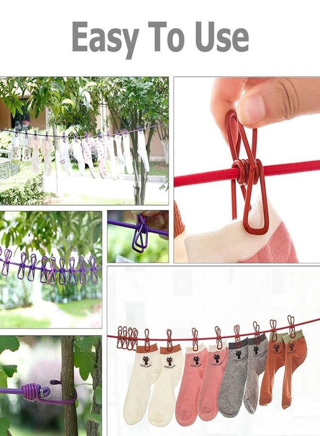 FLIZZOW Mala Eka Cloth Drying Rope with Hooks - Elastic Hanging Rope for Travel, Home, and Outdoor Drying - Includes 12 Clips-Kapde Sukhane ki Rassi Wire - Pack of - Multicolour (1) - Image 4