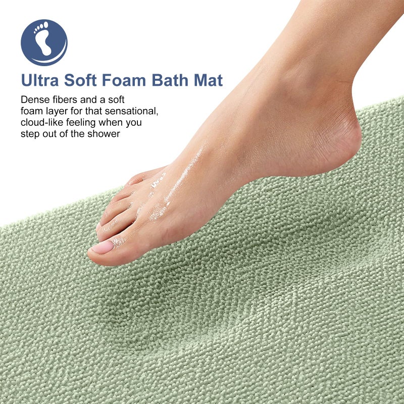 OLANLY Thick Memory Foam Bath Mat Rug 30x20, Extra Soft Absorbent Bathroom Rug, Quick Dry Bath Mats, Non-Slip, Machine Washable Carpet for Bathroom, Tub and Shower, Home Decor Accessories, Sage Green - Image 2