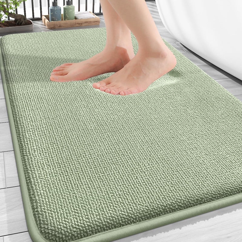 OLANLY Thick Memory Foam Bath Mat Rug 30x20, Extra Soft Absorbent Bathroom Rug, Quick Dry Bath Mats, Non-Slip, Machine Washable Carpet for Bathroom, Tub and Shower, Home Decor Accessories, Sage Green - Image 1