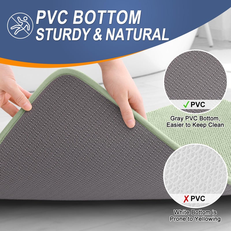 OLANLY Thick Memory Foam Bath Mat Rug 30x20, Extra Soft Absorbent Bathroom Rug, Quick Dry Bath Mats, Non-Slip, Machine Washable Carpet for Bathroom, Tub and Shower, Home Decor Accessories, Sage Green - Image 4