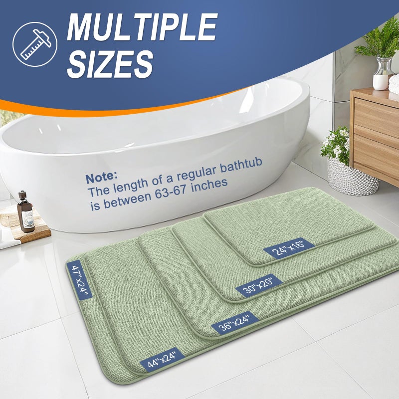 OLANLY Thick Memory Foam Bath Mat Rug 30x20, Extra Soft Absorbent Bathroom Rug, Quick Dry Bath Mats, Non-Slip, Machine Washable Carpet for Bathroom, Tub and Shower, Home Decor Accessories, Sage Green - Image 5