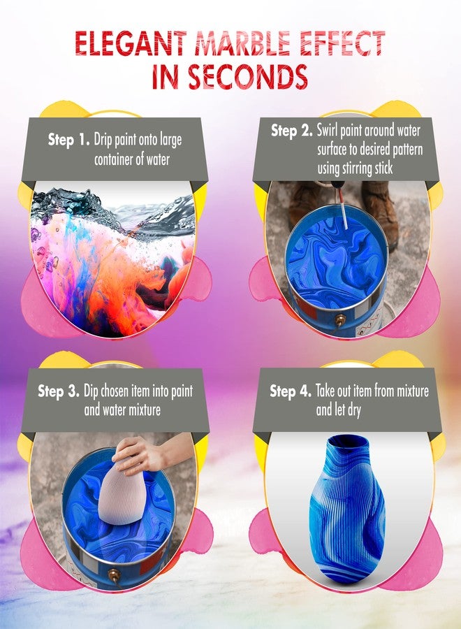 Marabu Easy Marble Paint Set - Neon Colors Starter Set - Marbling Paint Kit for Kids and Adults - Hydro Dipping Paint for Tumblers, Ceramic, Paper, Glass, Plastic - 5 x 15ml Bottles - Image 4