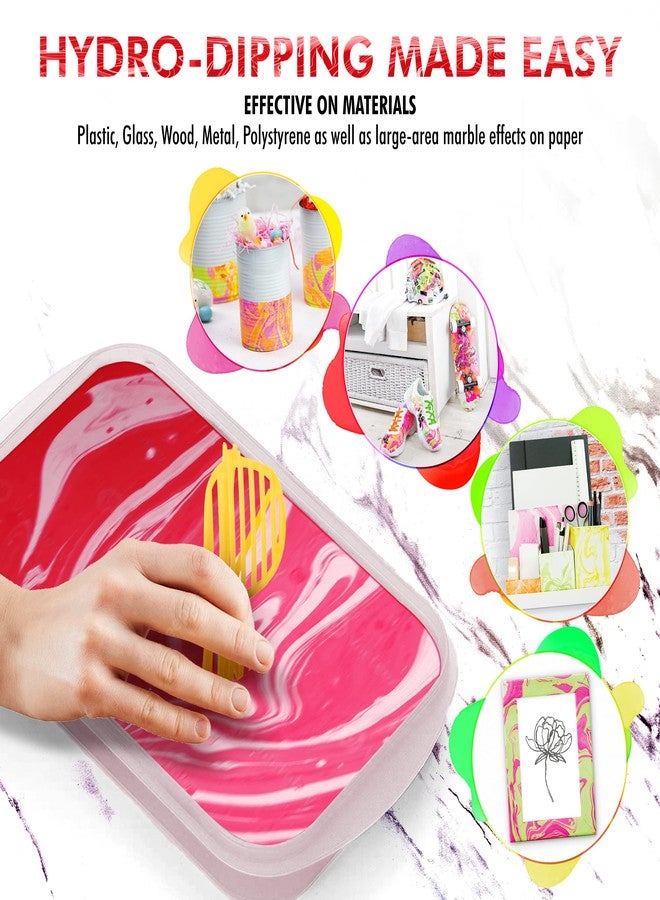 Marabu Easy Marble Paint Set - Neon Colors Starter Set - Marbling Paint Kit for Kids and Adults - Hydro Dipping Paint for Tumblers, Ceramic, Paper, Glass, Plastic - 5 x 15ml Bottles - Image 5