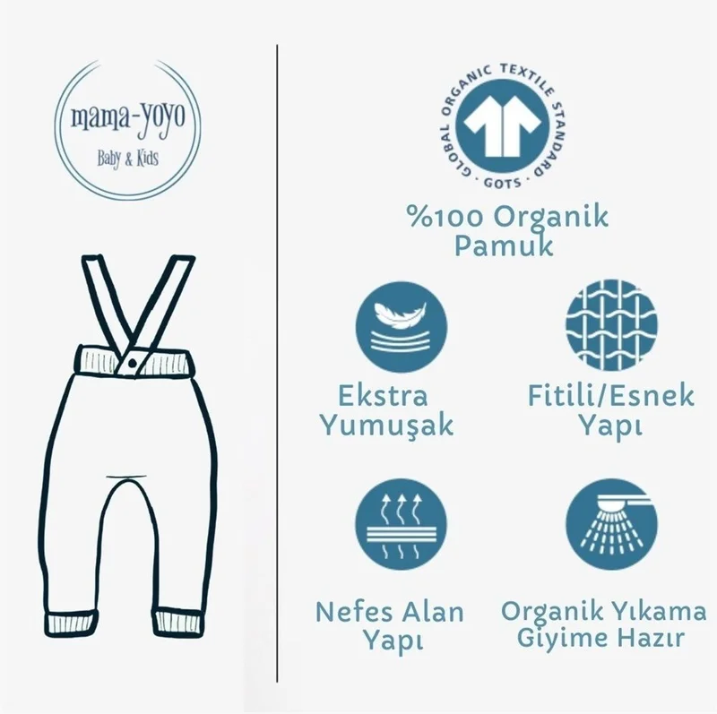 ماما يويو Organic Knitted Baby Tights with Strap - Indigo