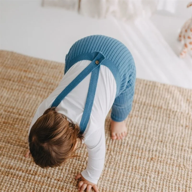 ماما يويو Organic Knitted Baby Tights with Strap - Indigo