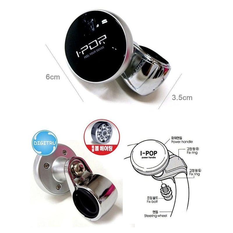 DECTEMS I-POP Car Steering Wheel Knob – 360° Rotation Spinner Knob for Effortless Driving – Universal Fit Power Handle for All Cars (Black) - Image 1