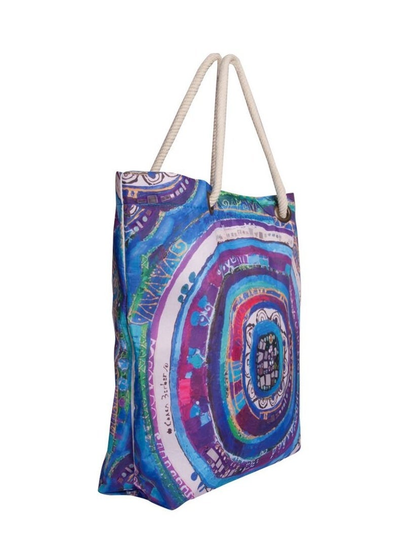 Biggdesign Beach Shoulder Bag for Women Large and Lightweight Summer Pool Bag with Rope Handle and Inner Pocket Blue Color - Image 2