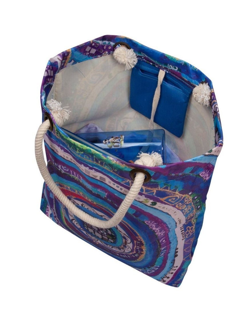 Biggdesign Beach Shoulder Bag for Women Large and Lightweight Summer Pool Bag with Rope Handle and Inner Pocket Blue Color - Image 4