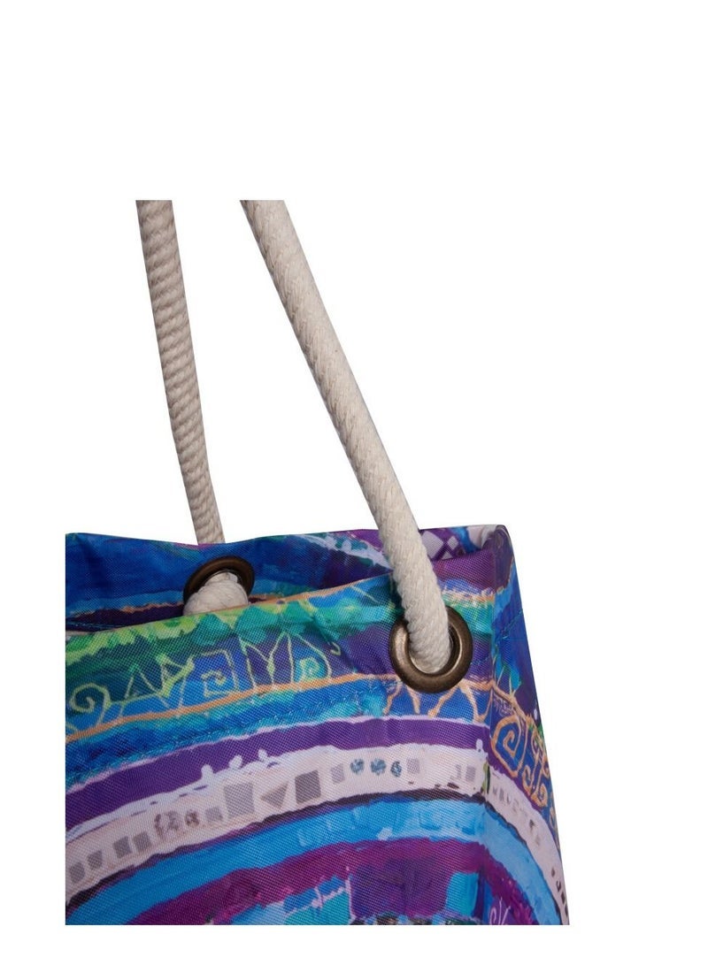 Biggdesign Beach Shoulder Bag for Women Large and Lightweight Summer Pool Bag with Rope Handle and Inner Pocket Blue Color - Image 3