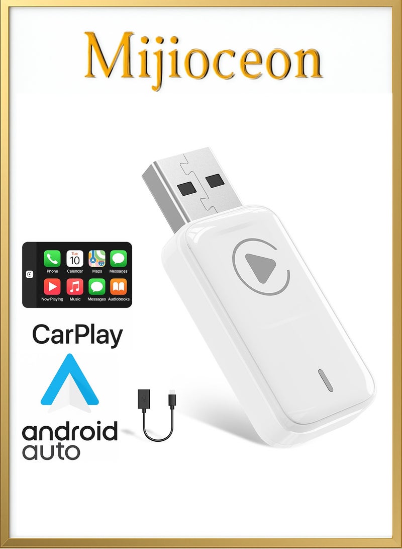 Mijioceon Wireless CarPlay Adapter, 2-in-1 Plug & Play Wireless Carplay and Android Auto Adapter, Converts Wired to Wireless Car Play, Auto Connect, No Latency for Apple iPhone iOS 10+ and Cars from 2015+ - Image 1