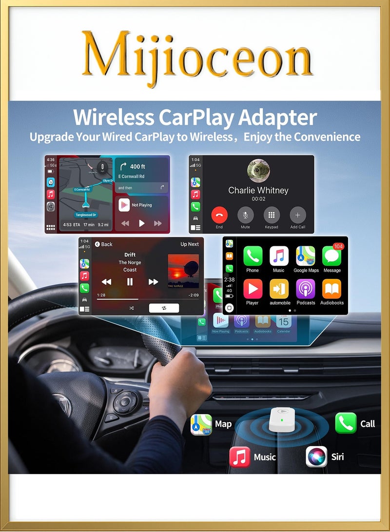 Mijioceon Wireless CarPlay Adapter, 2-in-1 Plug & Play Wireless Carplay and Android Auto Adapter, Converts Wired to Wireless Car Play, Auto Connect, No Latency for Apple iPhone iOS 10+ and Cars from 2015+ - Image 3