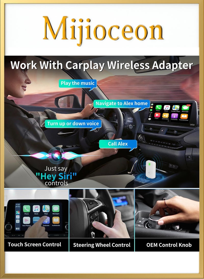 Mijioceon Wireless CarPlay Adapter, 2-in-1 Plug & Play Wireless Carplay and Android Auto Adapter, Converts Wired to Wireless Car Play, Auto Connect, No Latency for Apple iPhone iOS 10+ and Cars from 2015+ - Image 4