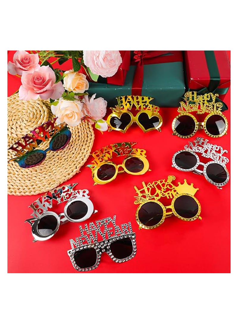 SYOSI 12 قطعة نظارات رأس السنة الجديدة نظارات أنيقة لليلة رأس السنة props صور كشك للنظارات لحفلة عيد الميلاد احتفال - Image 2
