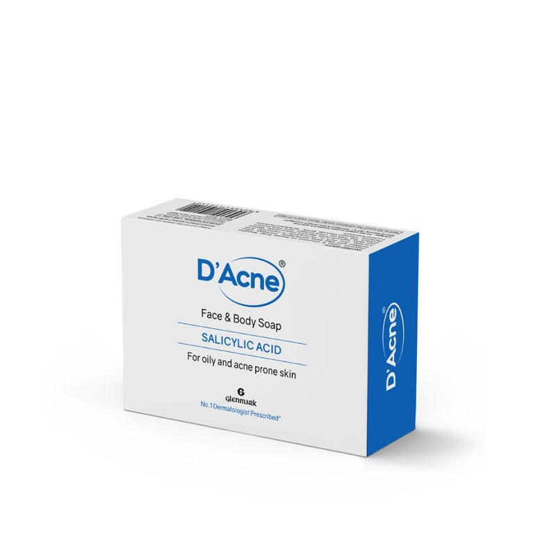 D'acne DAcne Soap Controls excess sebum Body face soap for acneprone and oily skin Reduces inflammation and painful red bumps Skin feels soft supple 75 gm - Image 1