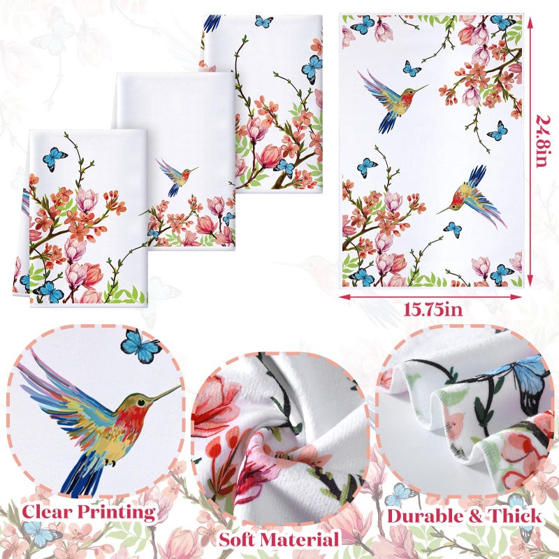 Newwiee Newwiee 7 Pcs Shower Curtain Set Themed Bathroom Decor Shower Curtain and Mats Towels Toilet Mat Waterproof Watercolor Bath Curtain Accessories (Hummingbird) - Image 2