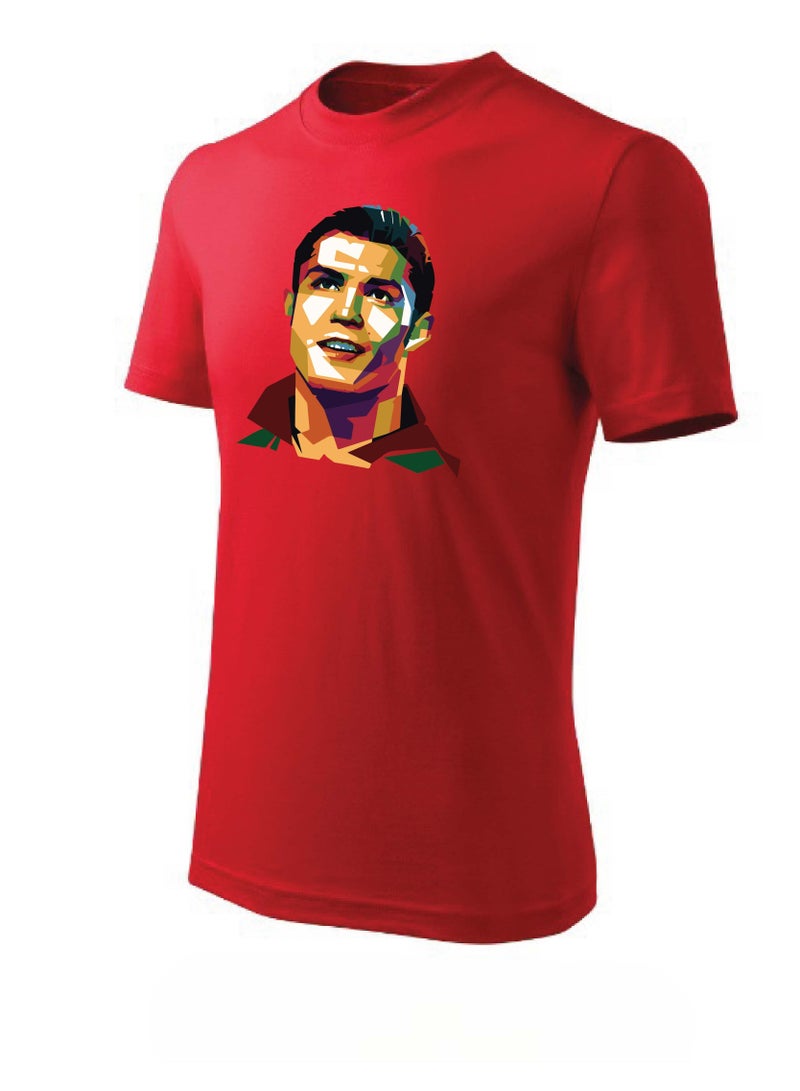 PRINTSHOP4ME Portugal Soccer Printed Round neck cotton Tshirt for Sports fan unisex Adults and Kids Red - Image 2