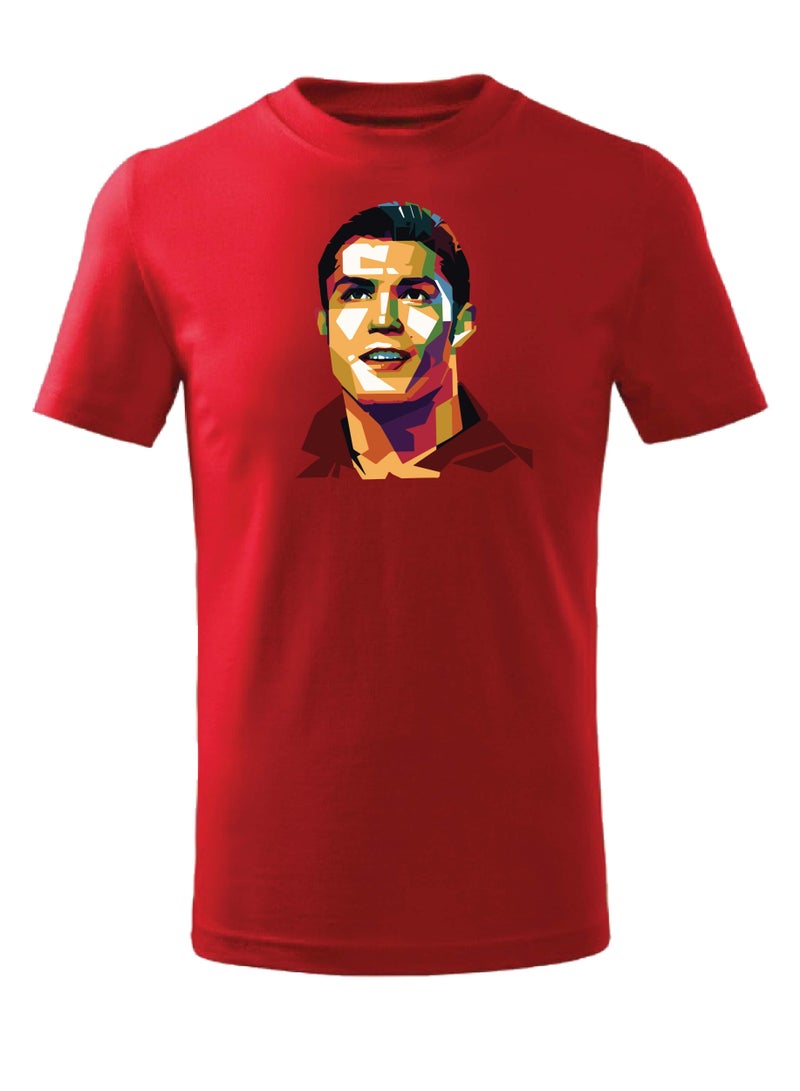 PRINTSHOP4ME Portugal Soccer Printed Round neck cotton Tshirt for Sports fan unisex Adults and Kids Red - Image 1