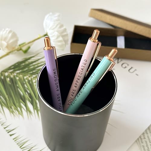 Jxueych Inspirational Metal Pens for Women (3-Pack) - Empowering Quotes: 'AWESOME/AMAZING/APPRECIATED' with Gift Box & Card - Gifts for Nurses, Teachers, Coworkers & Farewells - Image 5