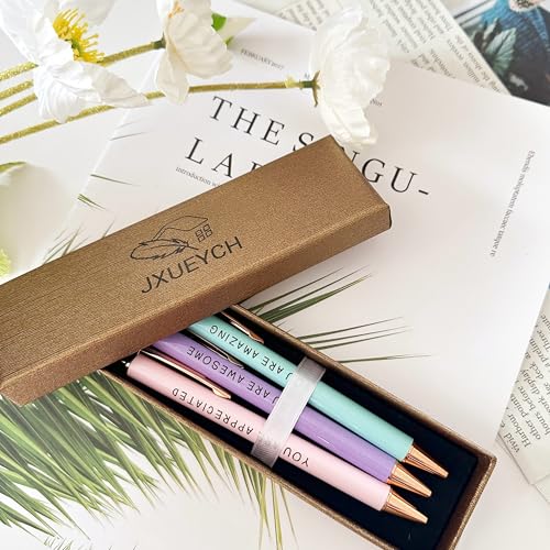 Jxueych Inspirational Metal Pens for Women (3-Pack) - Empowering Quotes: 'AWESOME/AMAZING/APPRECIATED' with Gift Box & Card - Gifts for Nurses, Teachers, Coworkers & Farewells - Image 2