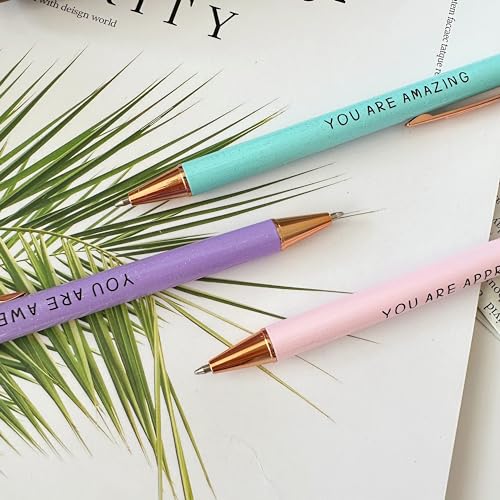 Jxueych Inspirational Metal Pens for Women (3-Pack) - Empowering Quotes: 'AWESOME/AMAZING/APPRECIATED' with Gift Box & Card - Gifts for Nurses, Teachers, Coworkers & Farewells - Image 4
